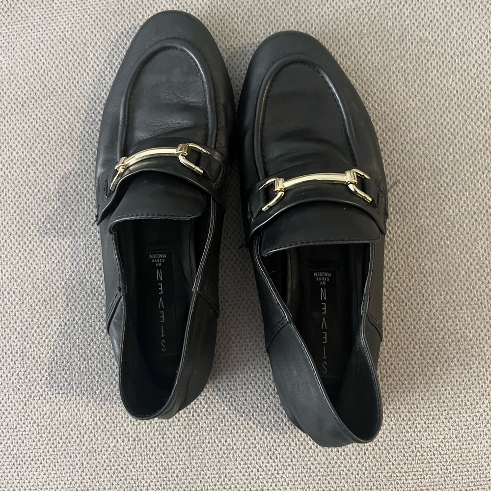 Steven By steve Madden Women's Seaton Horse-Bit Black Loafers 6.5